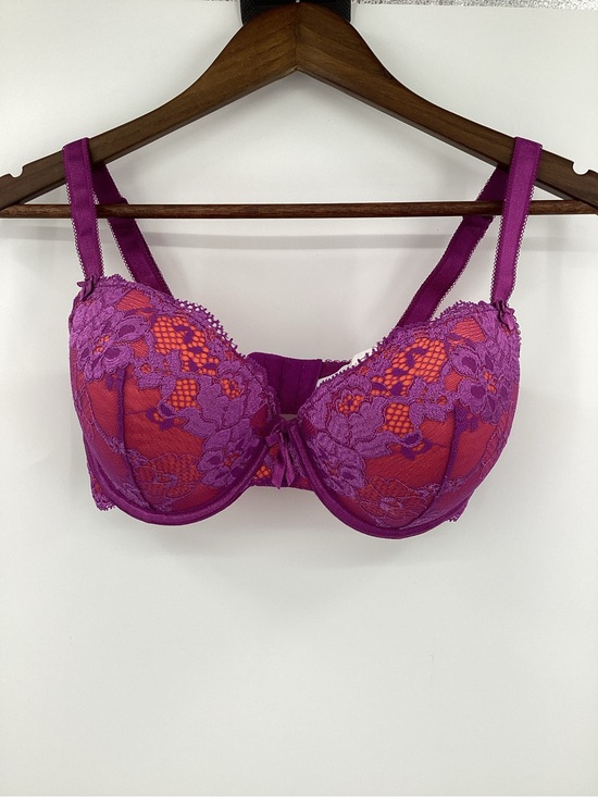 Pour Moi Other - Embroidered Underwire Bra in Magenta & Orange